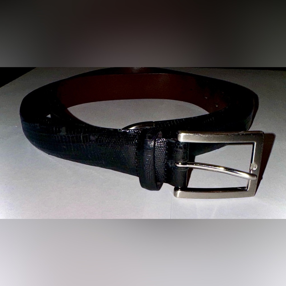 Perry Ellis Trafalgar Black Leather Belt